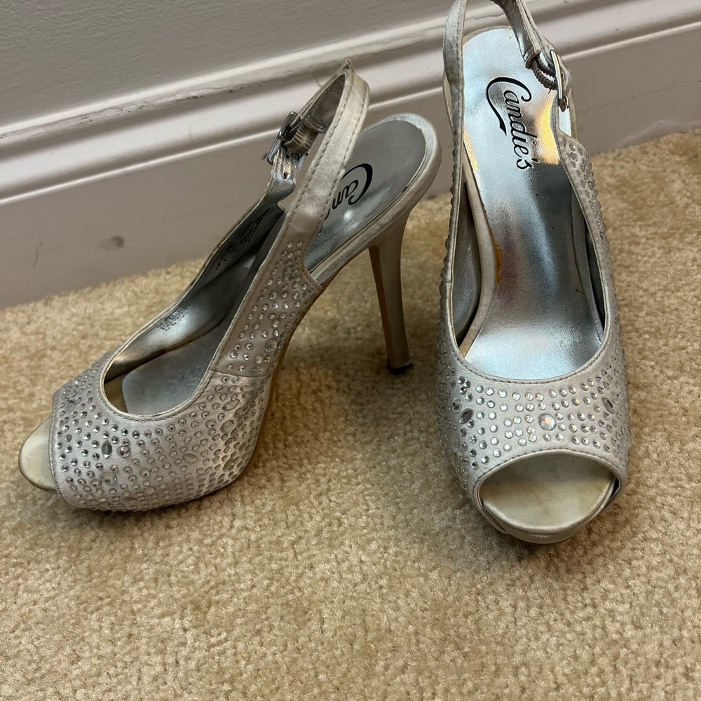 Rhinestone Open Toe Heels